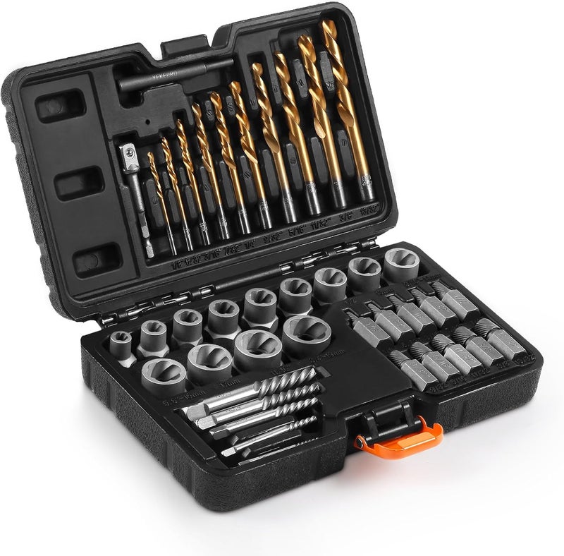 YEKEPRO 40 Pcs Bolt & Screw Extractor Set with Left Hand Cobalt Drill Bit Set, Easy Out Broken Stripped Screw Removal Tool for Damaged, Frozen, Studs, Rusted, Rounded-Off Bolts, Nuts & Screws, T15139 - Image 1